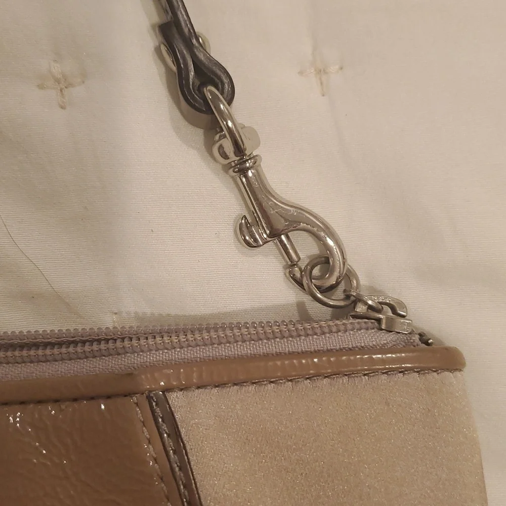 Coach Cream Satin Wristlet 8.5 X 5.5